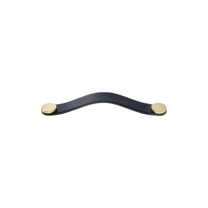 Momo Flexa Leather D Handle 160mm in Black with Brass Buttons (1)