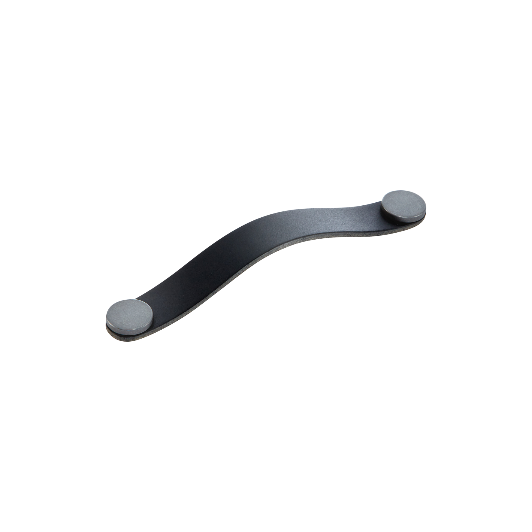 Momo Flexa Leather D Handle 160mm in Black with Pewter Buttons