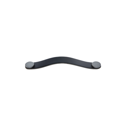 Momo Flexa Leather D Handle 160mm in Black with Pewter Buttons (1)