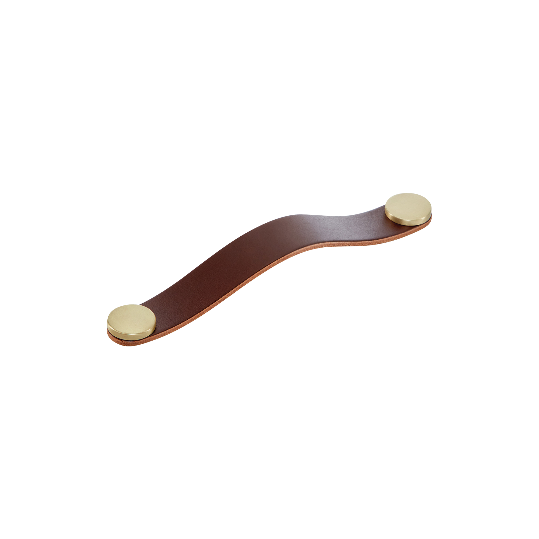 Momo Flexa Leather D Handle 160mm in Dark Brown with Brass Buttons