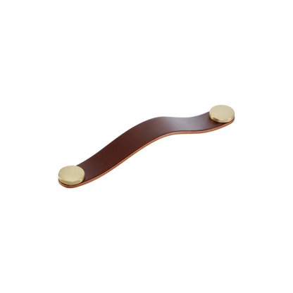 Momo Flexa Leather D Handle 160mm in Dark Brown with Brass Buttons