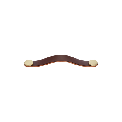 Momo Flexa Leather D Handle 160mm in Dark Brown with Brass Buttons (1)