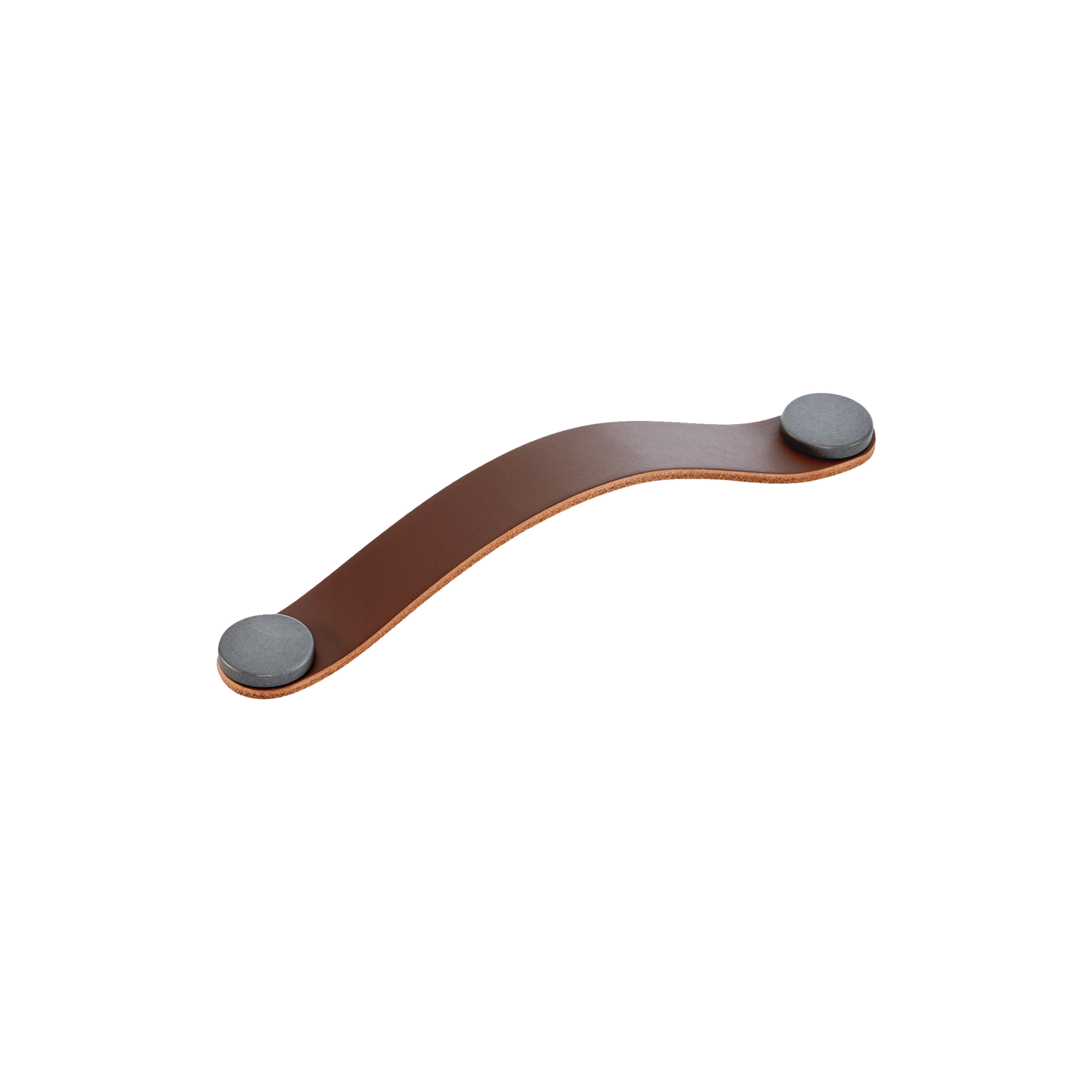 Momo Flexa Leather D Handle 160mm in Dark Brown with Pewter Buttons