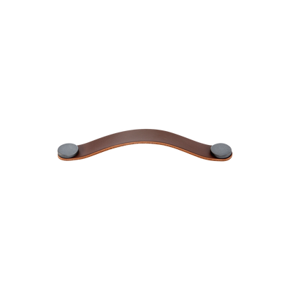 Momo Flexa Leather D Handle 160mm in Dark Brown with Pewter Buttons (1)