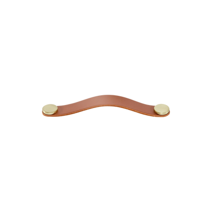 Momo Flexa Leather D Handle 160mm in Light Tan with Brass Buttons (1)