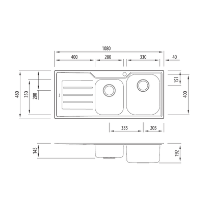 Flinders 1 & 3/4 Bowl Sink With Drainer