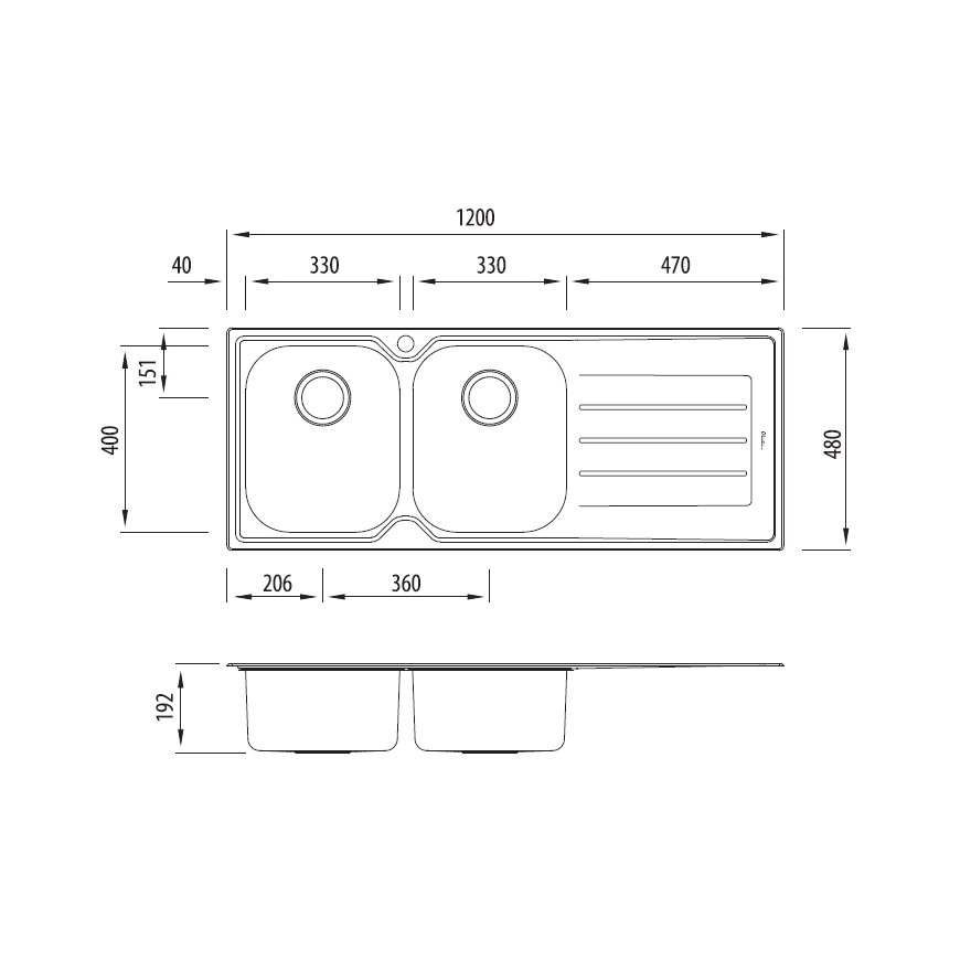 Flinders Double Bowl Topmount Sink With Drainer