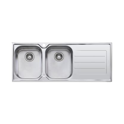 Flinders Double Bowl Topmount Sink With Drainer