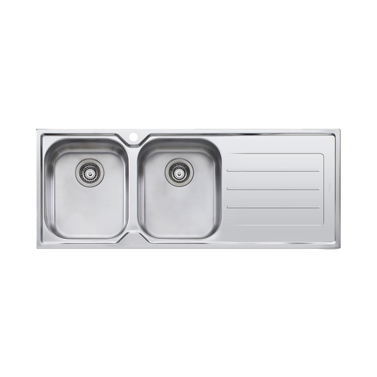 Flinders Double Bowl Topmount Sink With Drainer