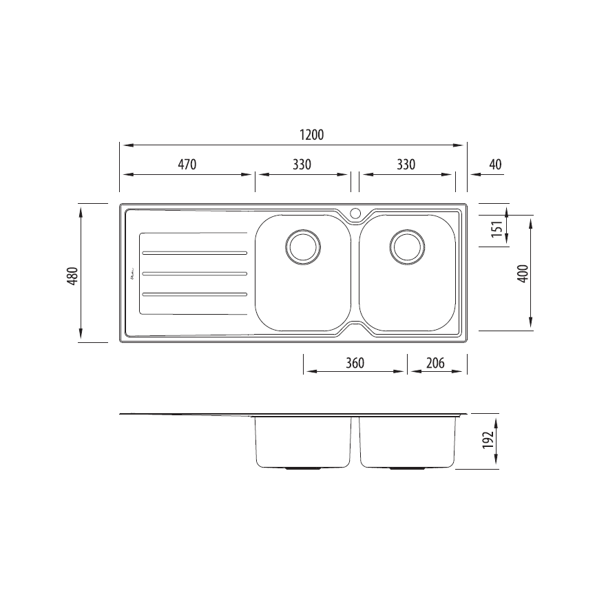 Flinders Double Bowl Topmount Sink With Drainer