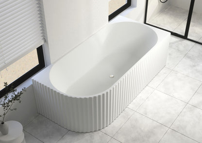 1500x750x580mm Gina Fluted Right Corner Matte White