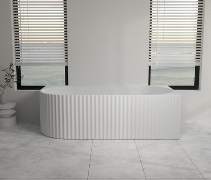 1500x750x580mm Gina Fluted Right Corner Matte White