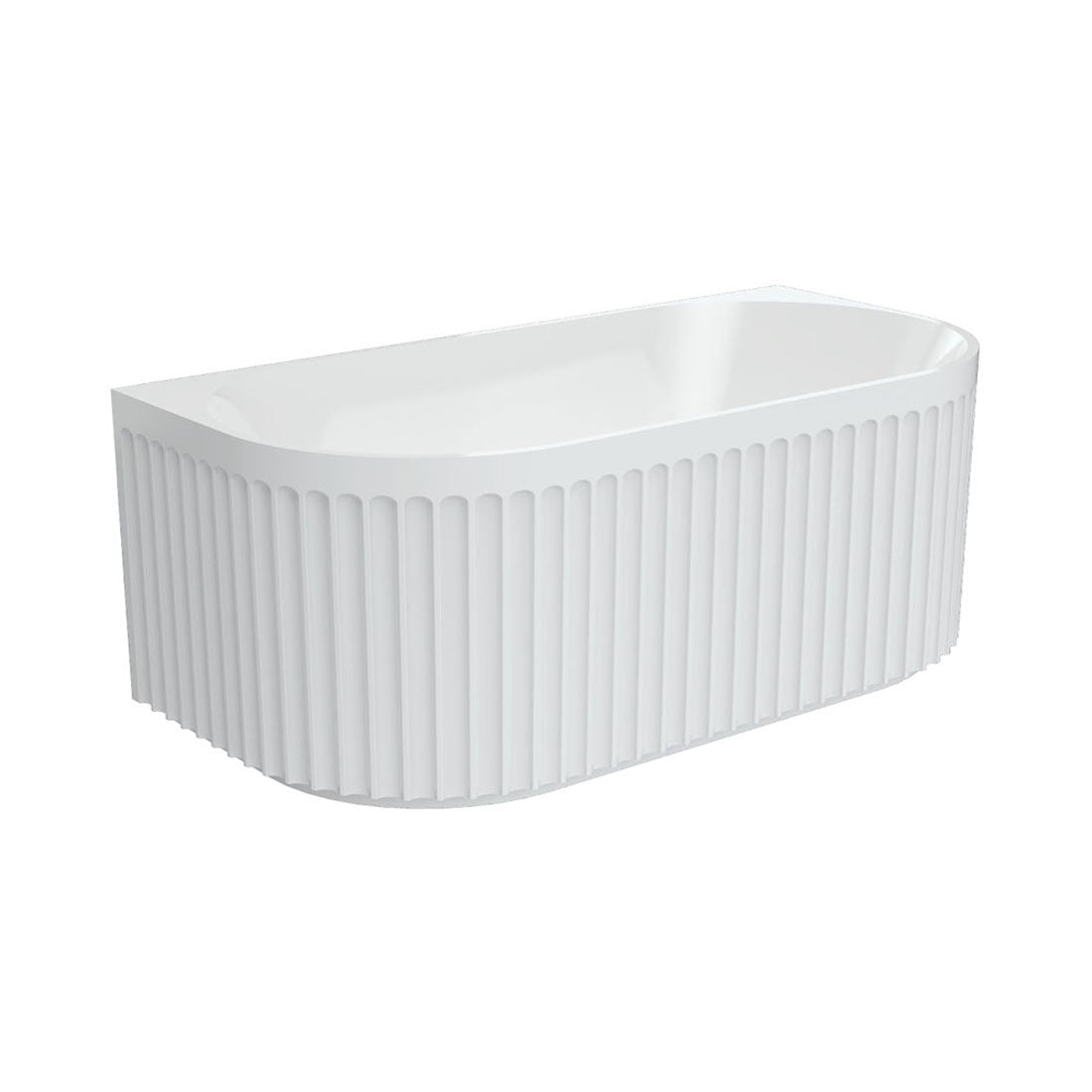 Fienza Eleanor Fluted Back-to-Wall Acrylic Bath, 1500mm