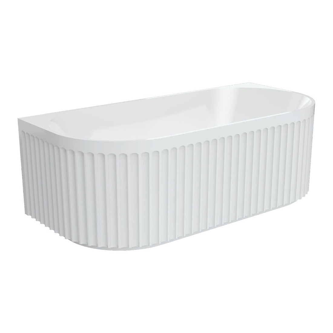 Fienza Eleanor Fluted Back-to-Wall Acrylic Bath, 1700mm