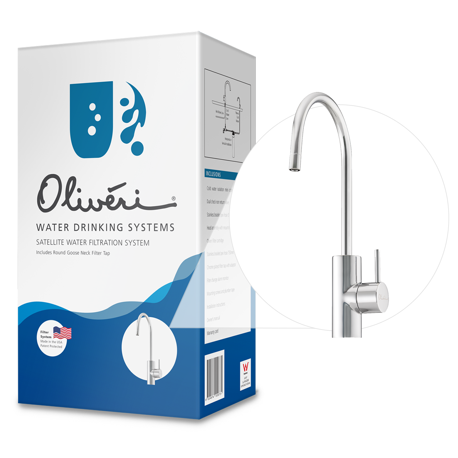 Satellite Water Filtration System with Round Goose Neck Filter Tap