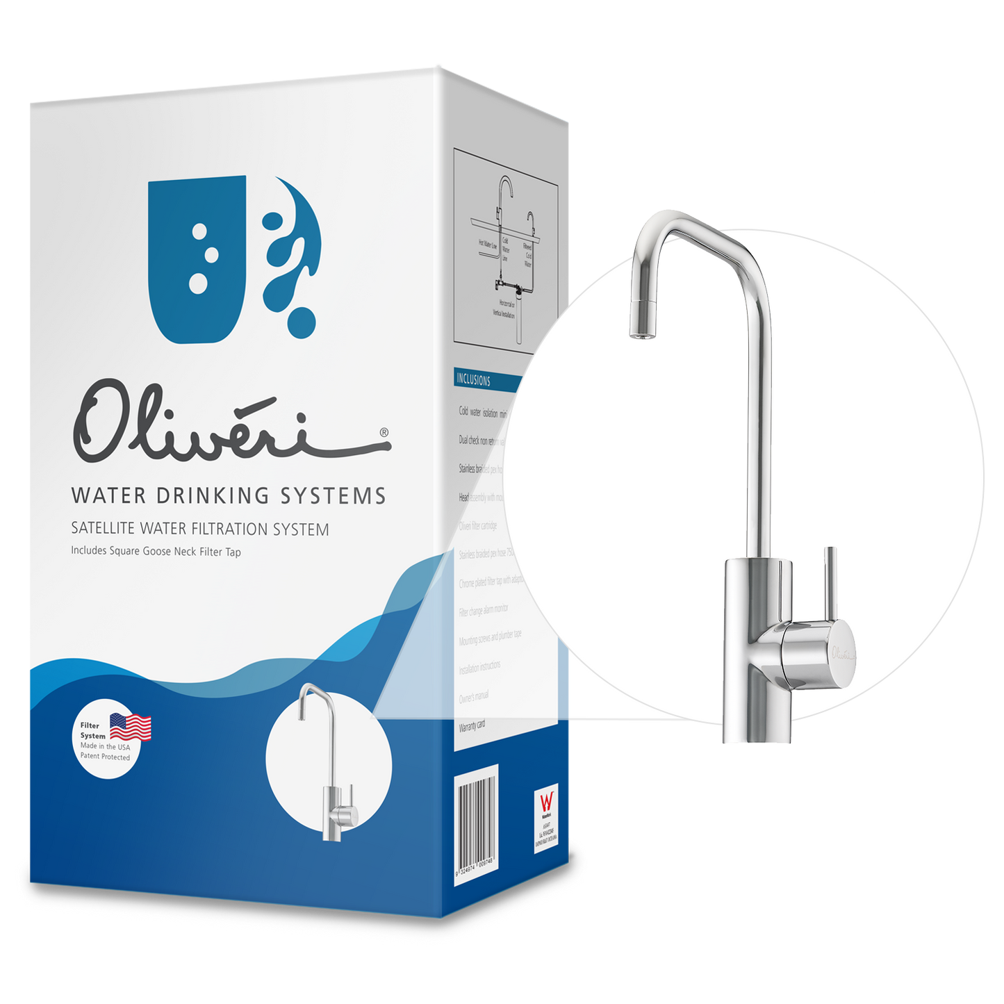 Satellite Water Filtration System with Square Goose Neck Filter Tap