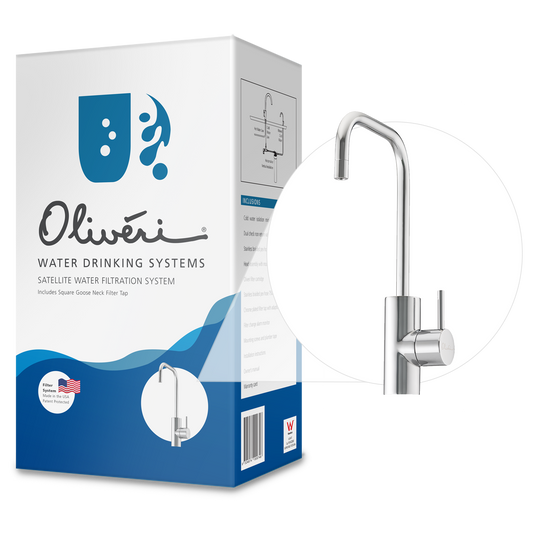 Satellite Water Filtration System with Square Goose Neck Filter Tap