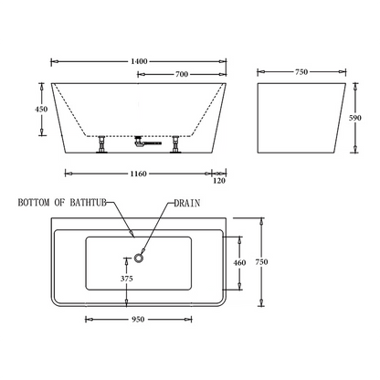 Florence Back to Wall Bathtub