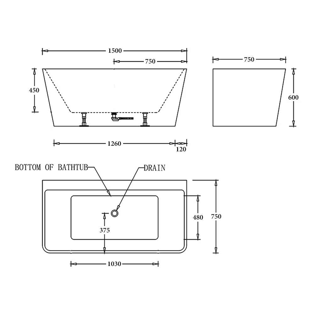 Florence Back to Wall Bathtub