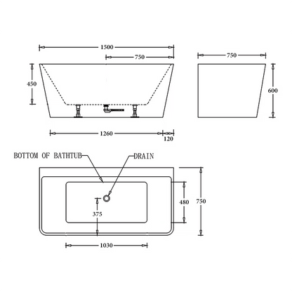 Florence Back to Wall Bathtub