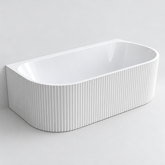 Alvane Fluted Back-to-Wall Bathtub 1500mm Gloss White