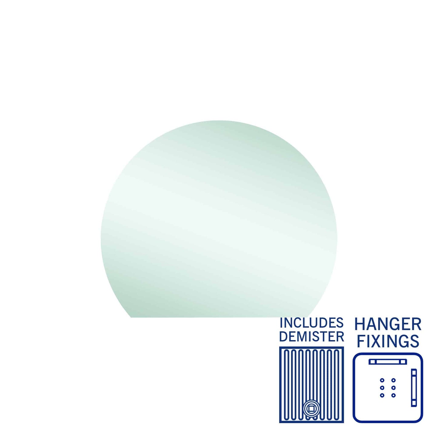 Hamilton D Shaped Polished Edge Mirror with Hangers and Demister
