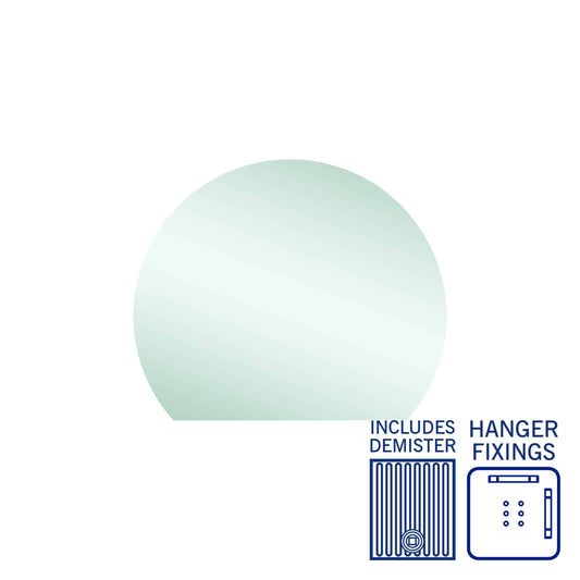 Hamilton D Shaped Polished Edge Mirror with Hangers and Demister