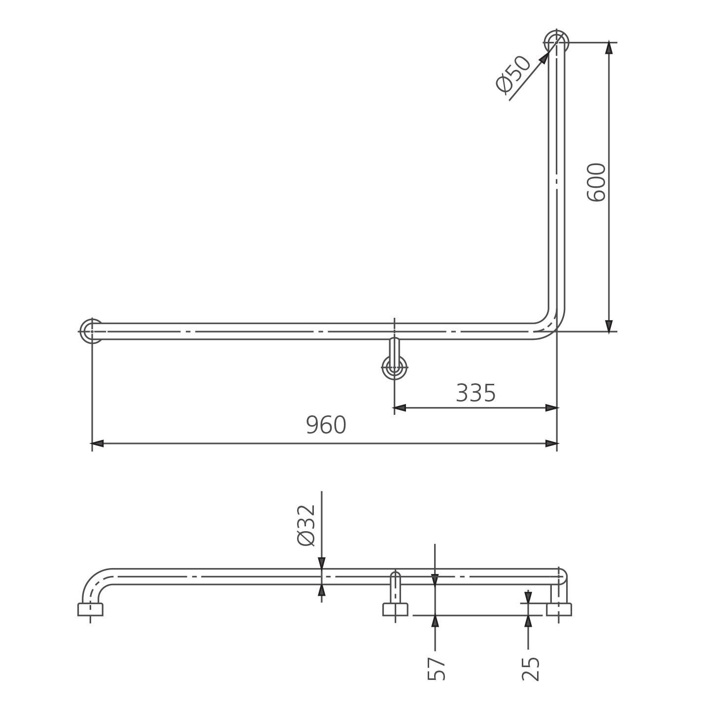 Holdfast 90 Degree Grab Rail (Left Hand)