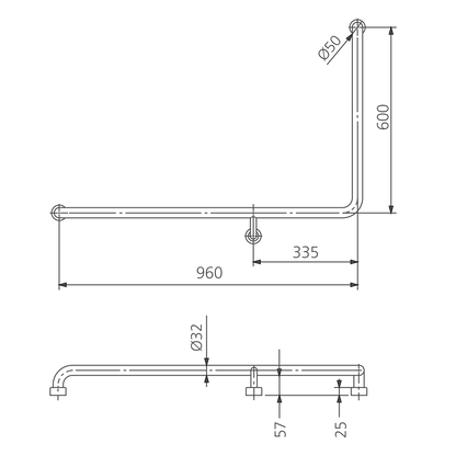 Holdfast 90 Degree Grab Rail (Left Hand)