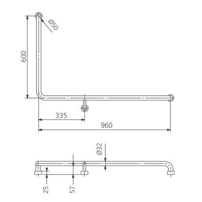 Holdfast 90 Degree Grab Rail (Right Hand)