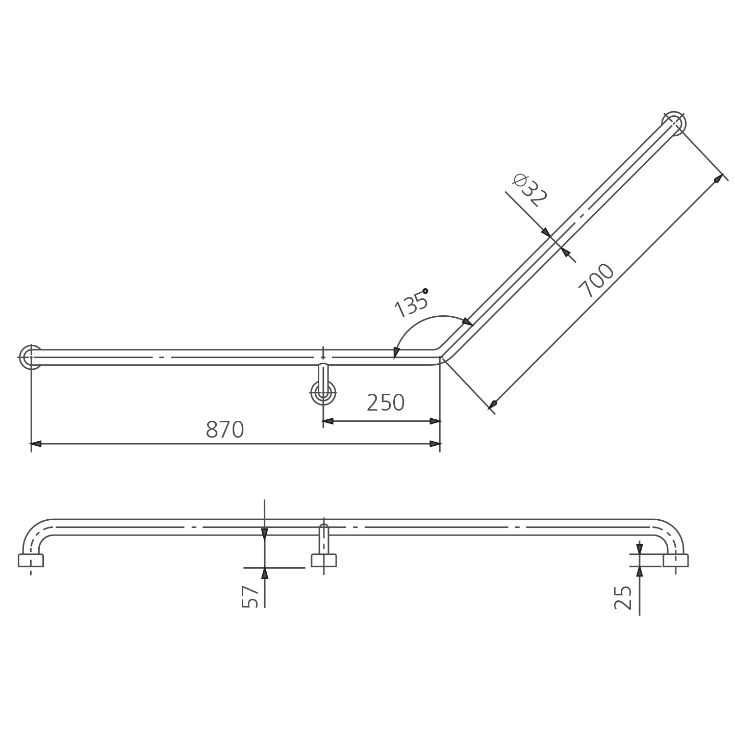 Holdfast 135 Degree Grab Rail (Left Hand)