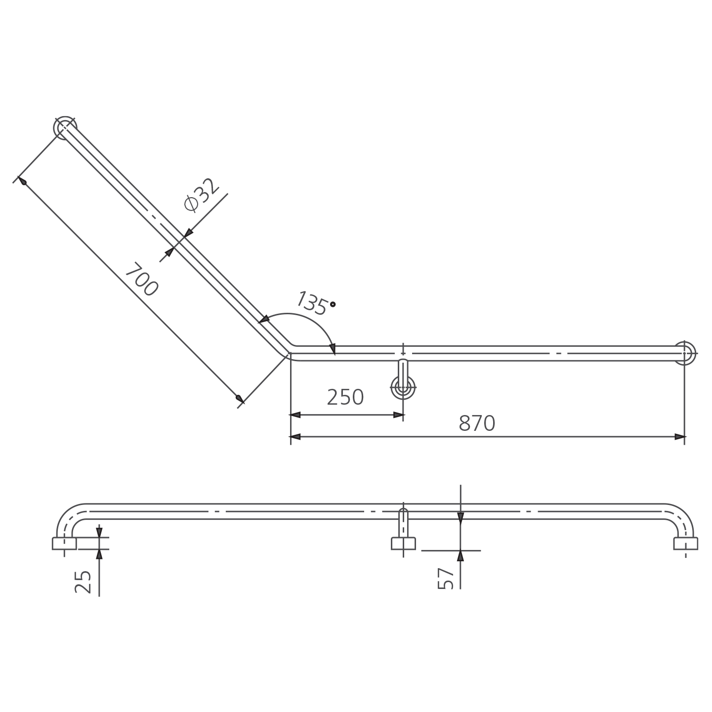 Holdfast 135 Degree Grab Rail (Right Hand)