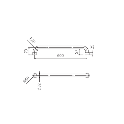 Holdfast Straight Grab Rail 600mm