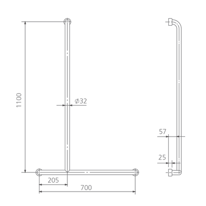 Holdfast Inverted T Shower Rail (Left Hand)