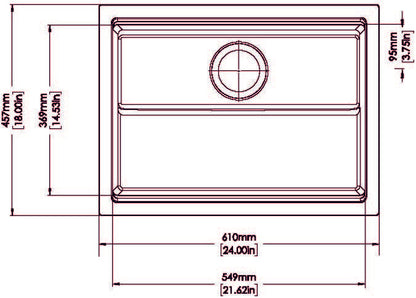 610*457*253 mm Carysil Harmony Single Bowl Granite Kitchen Sink