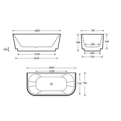 Havana Back To Wall Bathtub