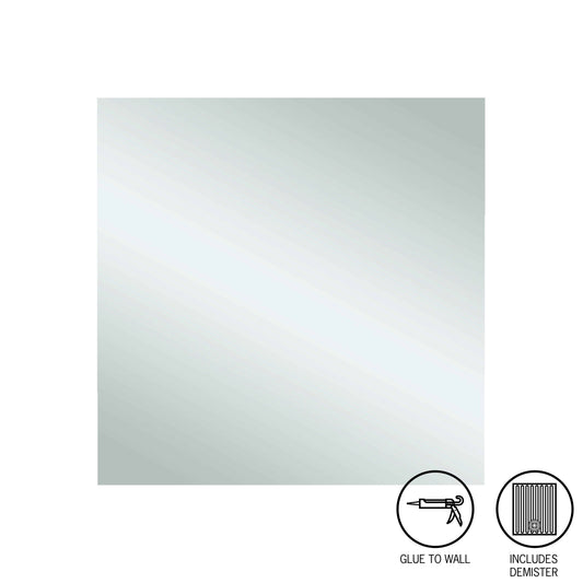 Jackson Square Polished Edge Mirror Glue-to-Wall and Demister
