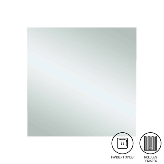 Jackson Square Polished Edge Mirror with Hangers and Demister