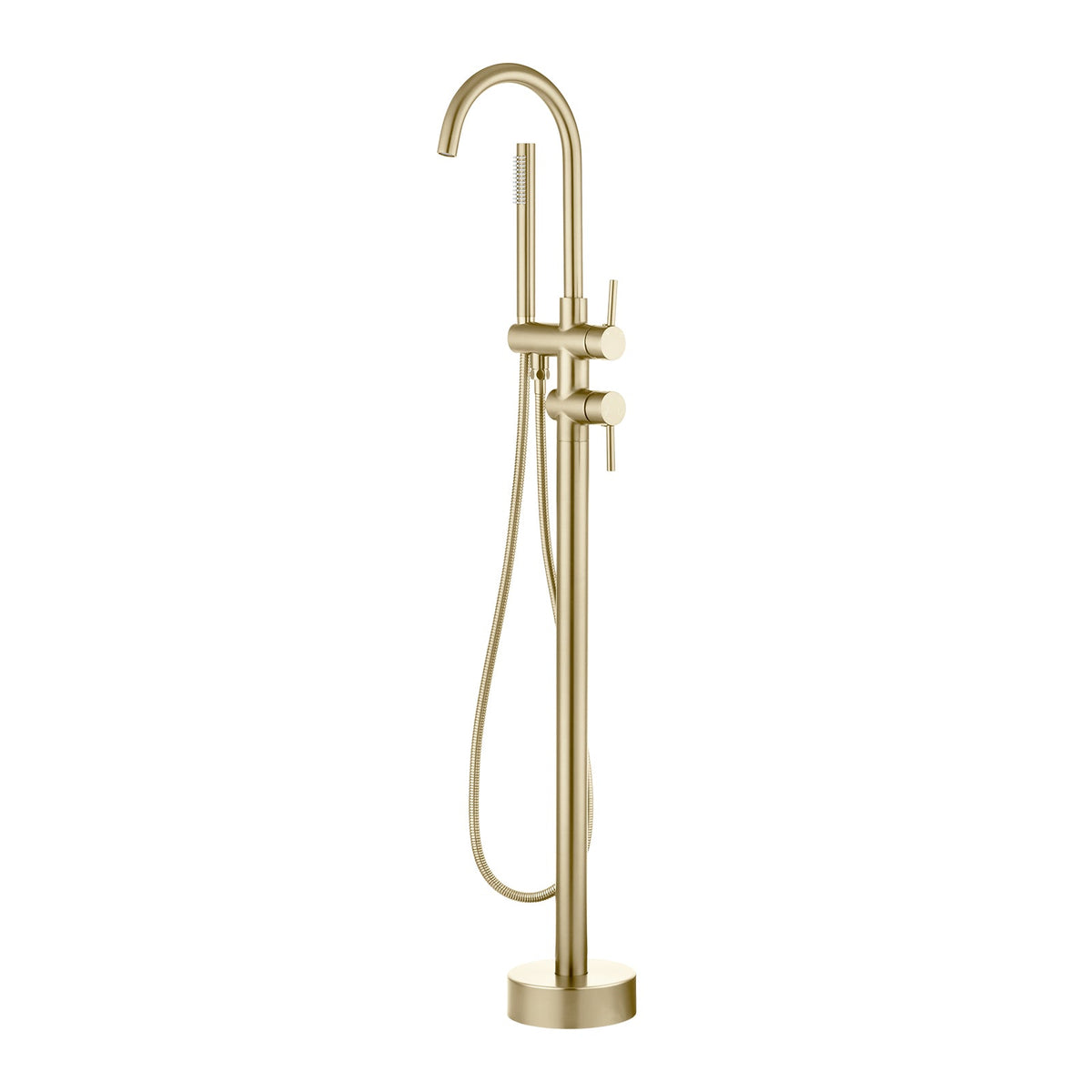 Light Brushed Brass Freestanding Tap with Handheld Shower