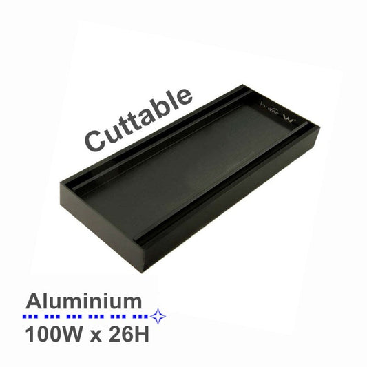 Lauxes 'Celleni' Aluminium Midnight Slimline Tile Insert Grate Black 100*100*26mm