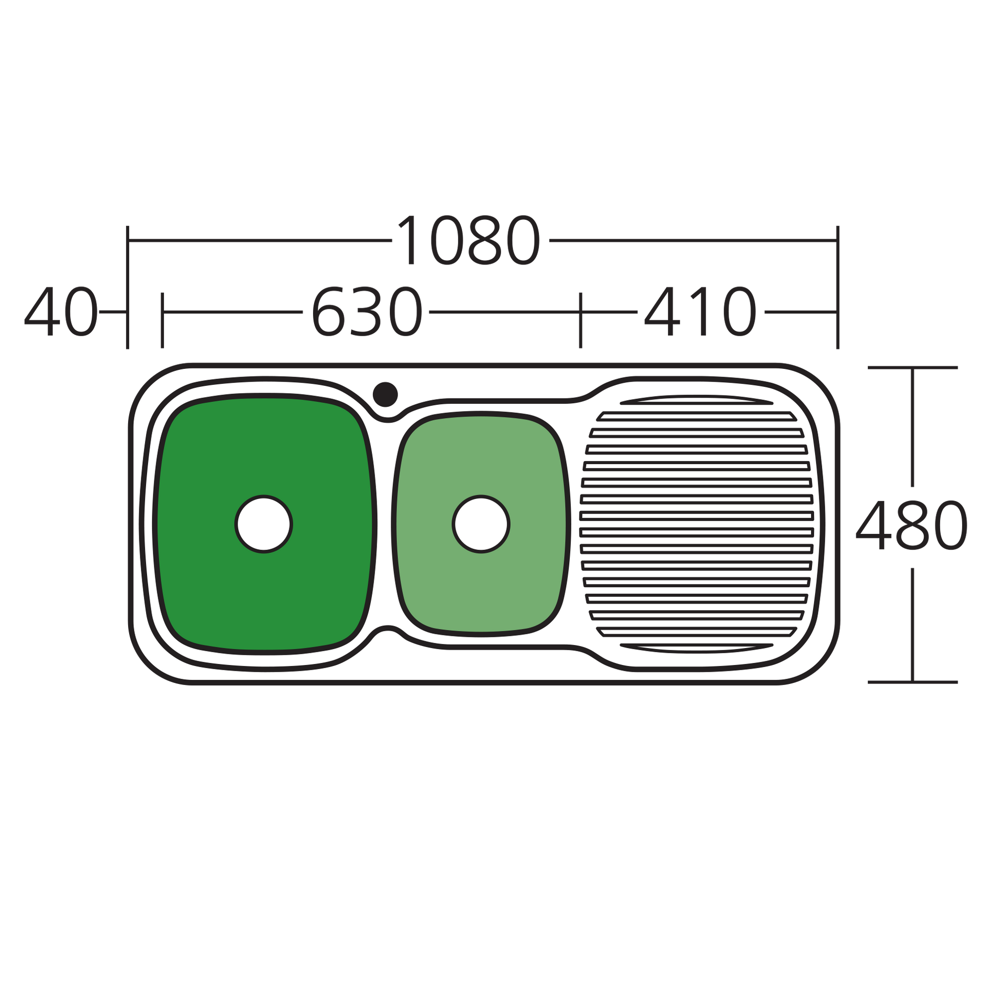 Lakeland 1 & 3/4 Bowl Sink With Drainer