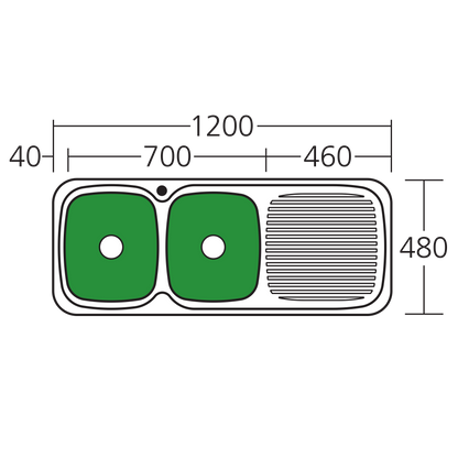 Lakeland Double Bowl Sink With Drainer