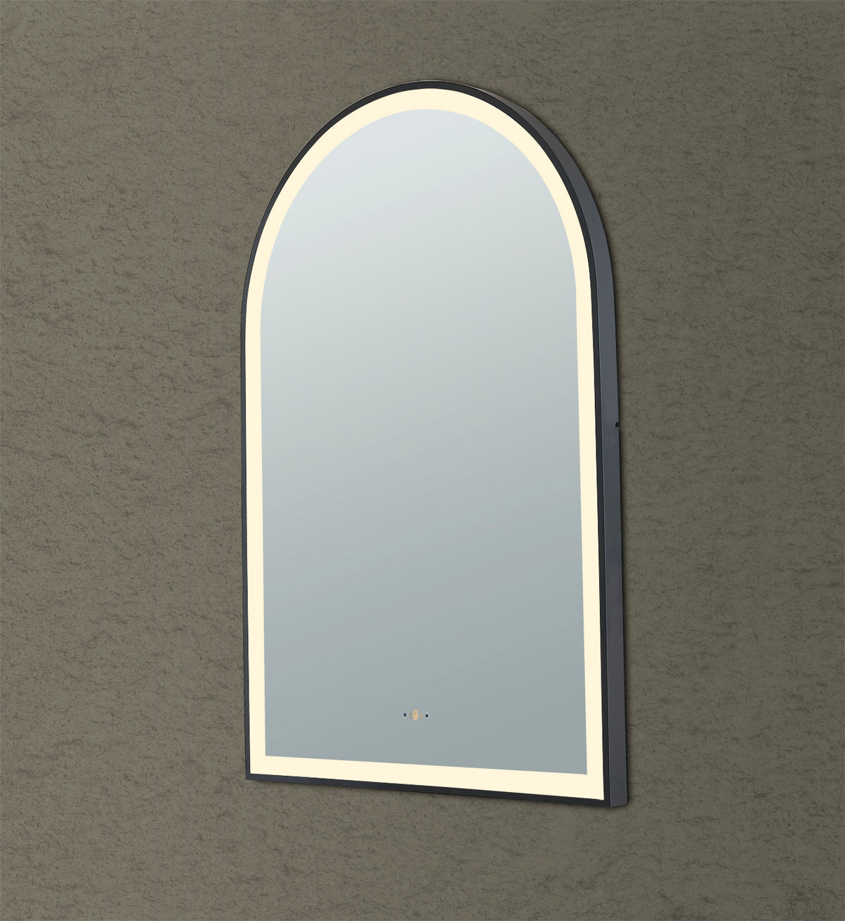 Vito Lirra Arched LED Bathroom Mirror - Matte Black 600 x 900mm