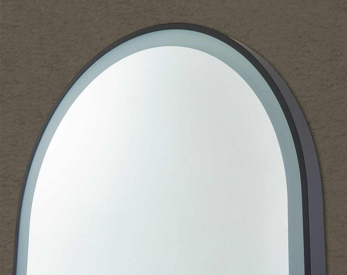 Vito Lirra Arched LED Bathroom Mirror - Matte Black 600 x 900mm