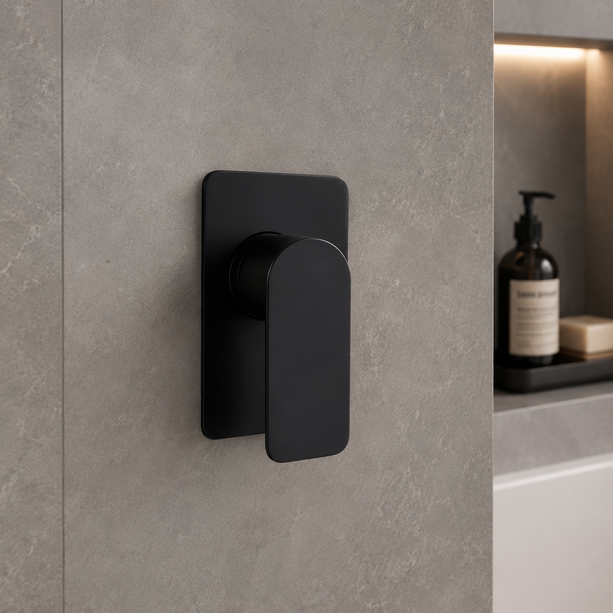 Luxen Shower Mixer in Noir Obsidian, installed