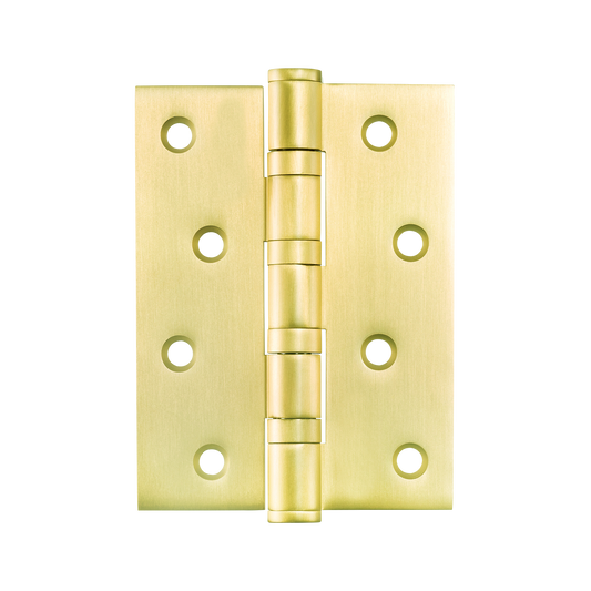 Momo Solid Brass Hinge 100mm x 76mm In Brushed Satin Brass