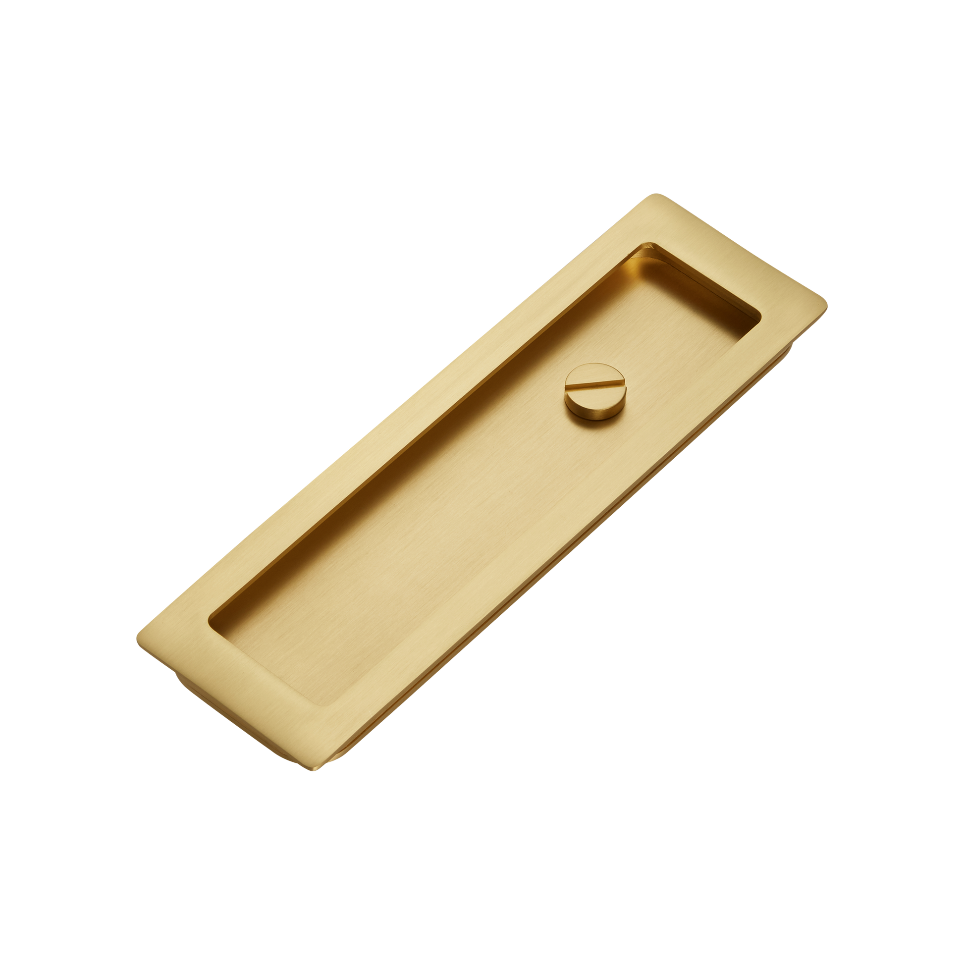 Momo Handles Cavity Slider Flush Pull Privacy Lock kit Brushed Satin Brass (2)