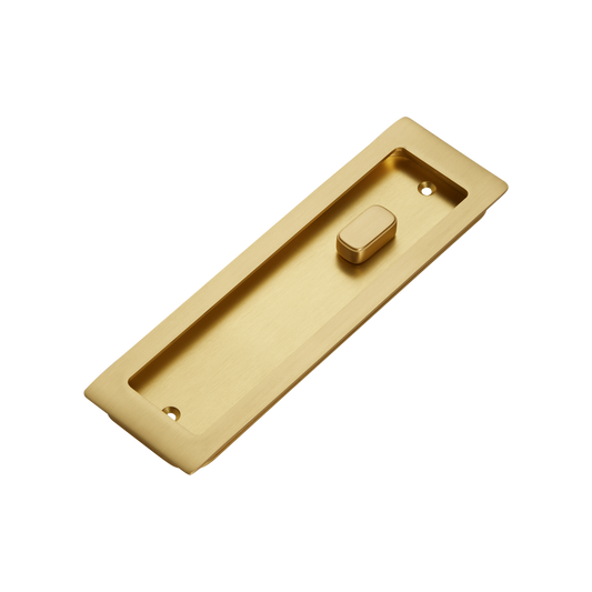 Momo Handles Cavity Slider Flush Pull Privacy Lock kit Brushed Satin Brass
