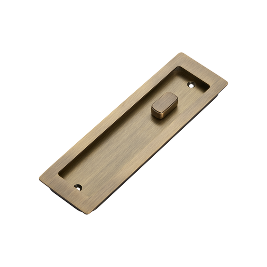 Momo Handles Cavity Slider Flush Pull Privacy Lock kit Dark Brushed Brass