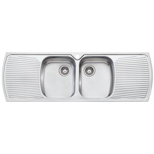 Monet Double Bowl Topmount Sink with Double Drainer